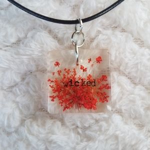 "Wicked" Flower Pendant Necklace, Handcrafted NWOT